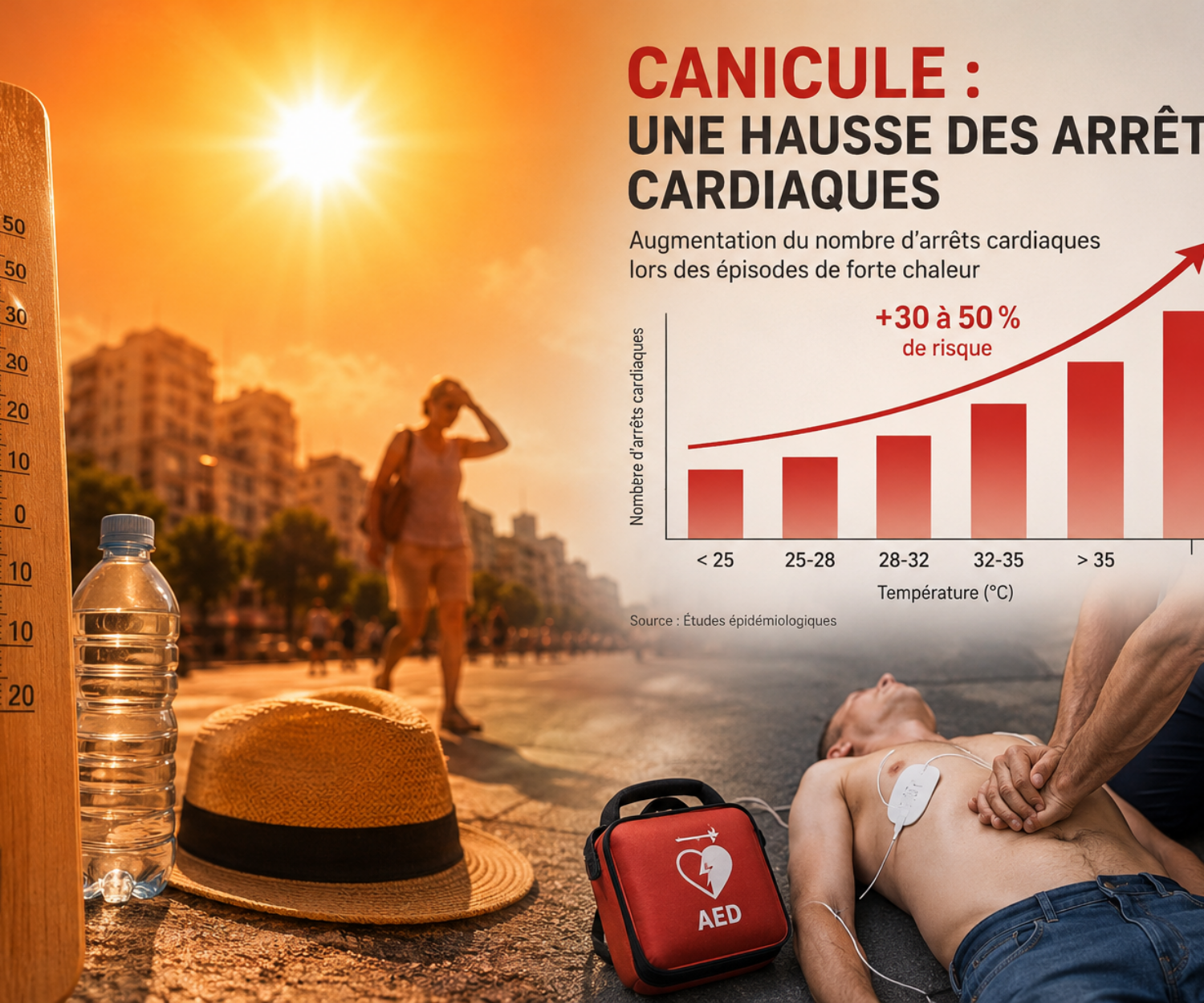 arrêt cardiaque et vague de chaleur